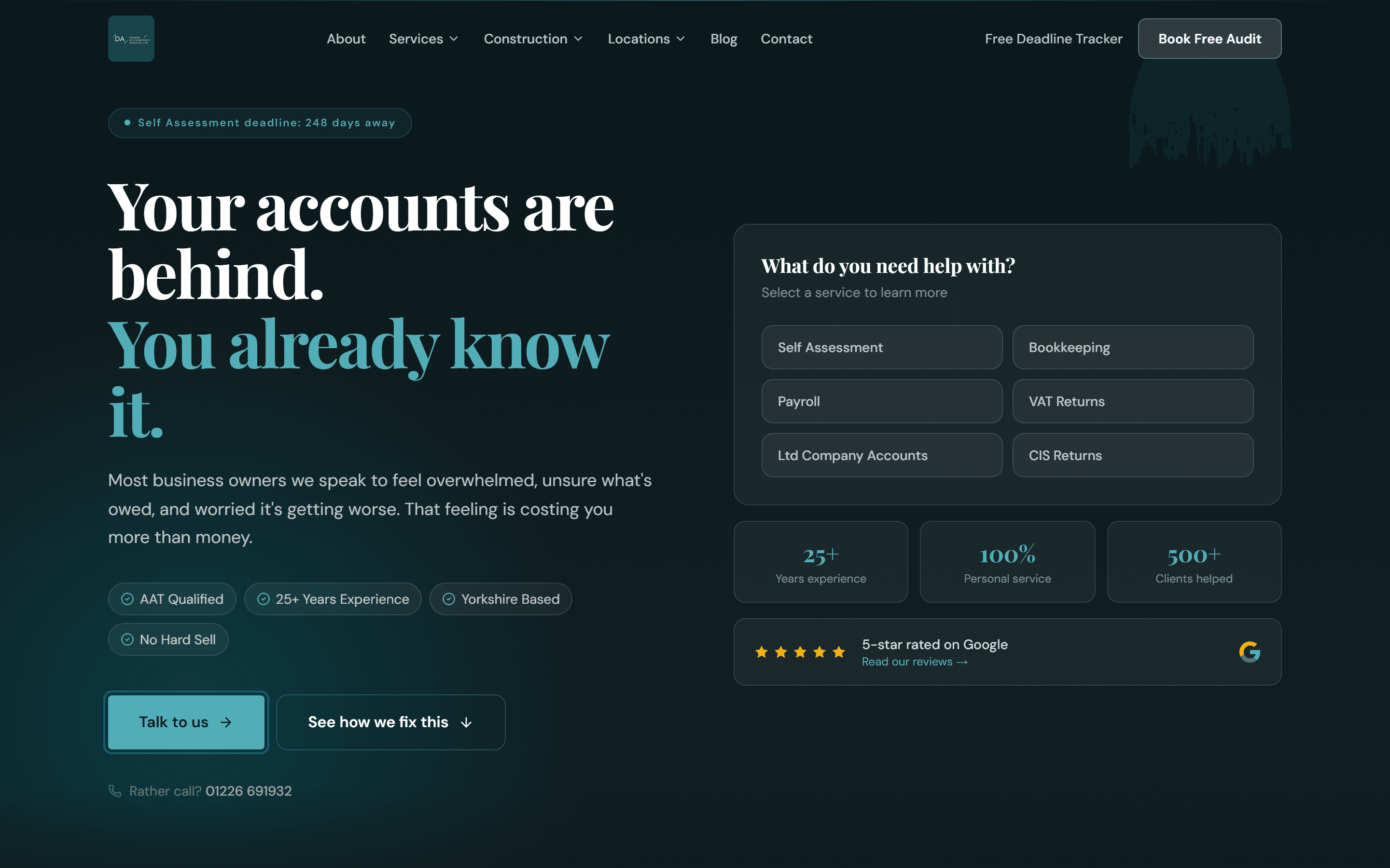 Dearne Accountancy website