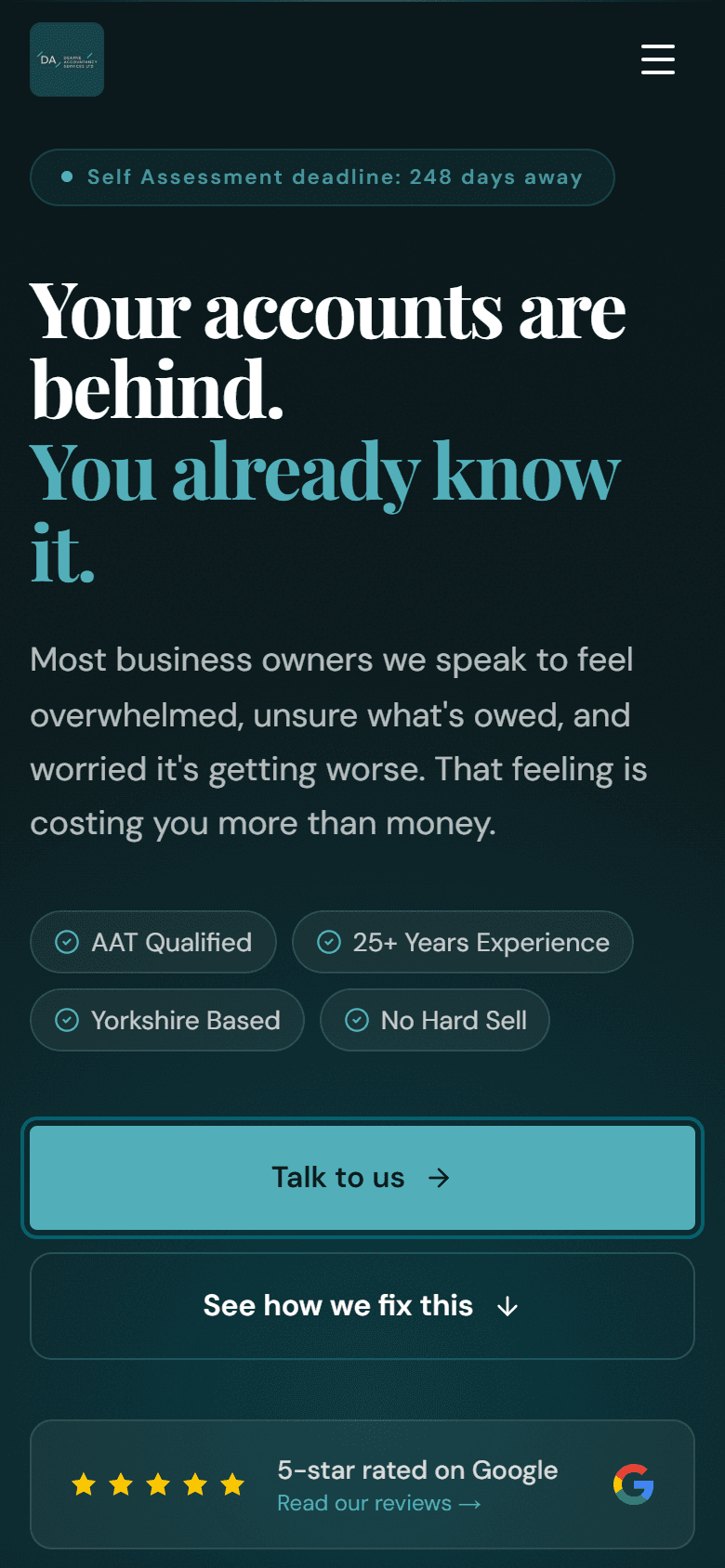 Dearne Accountancy — mobile view