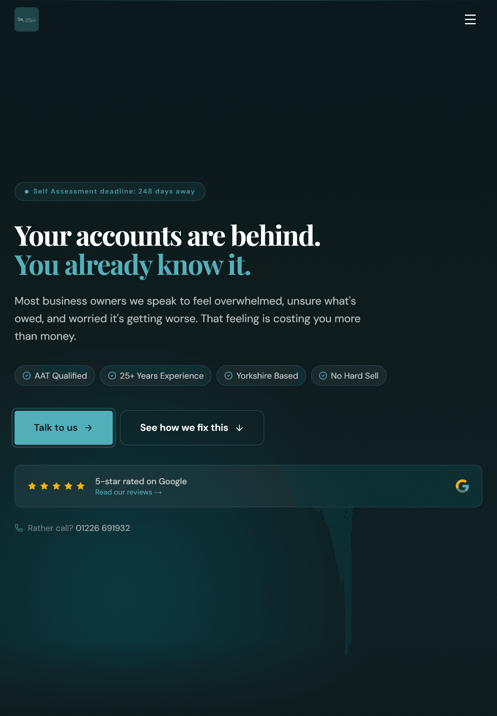 Dearne Accountancy — tablet view