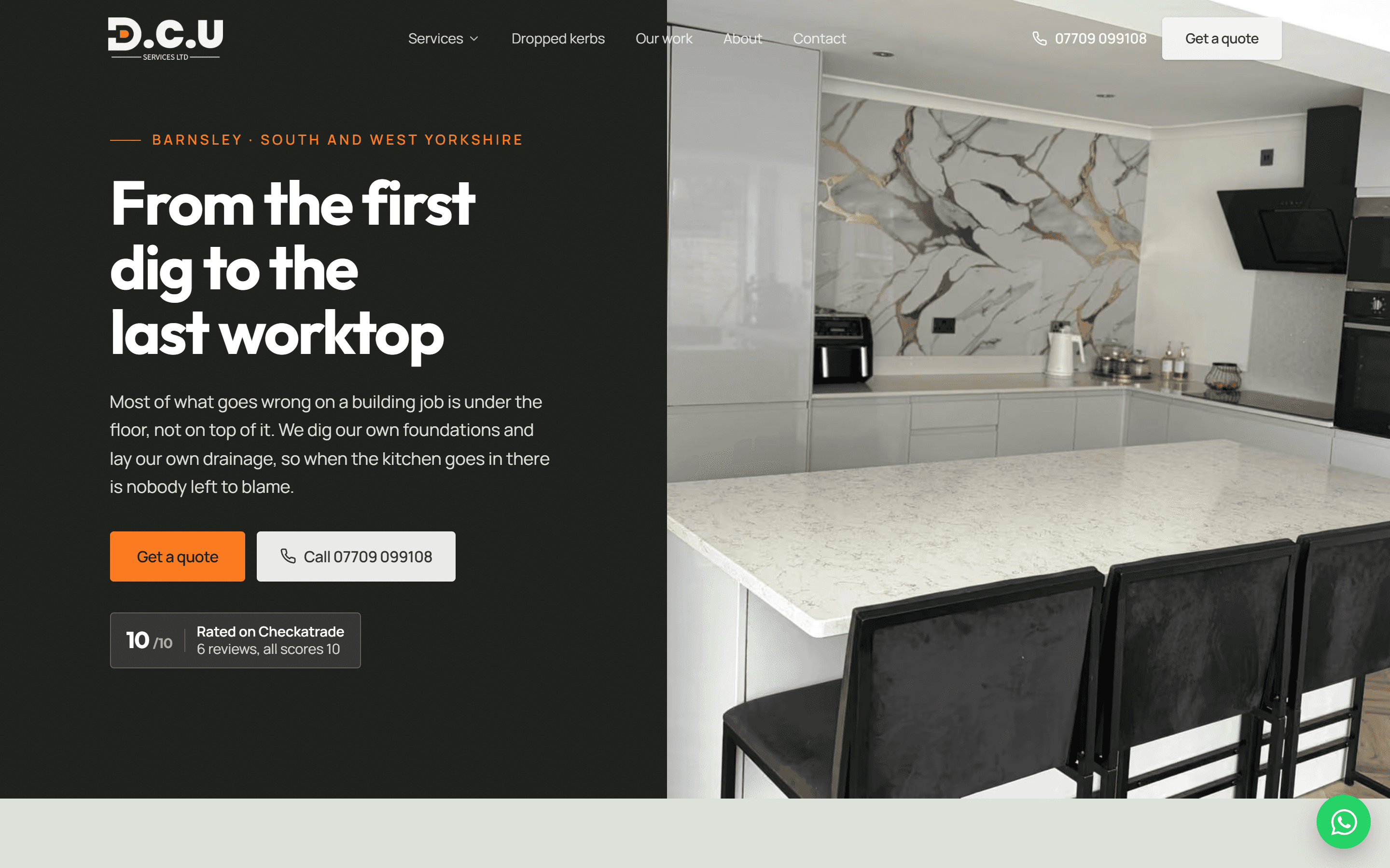 D.C.U Services, desktop view