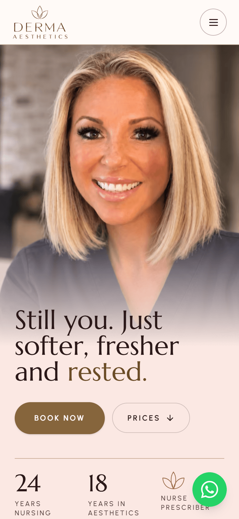 Derma Aesthetics, mobile view