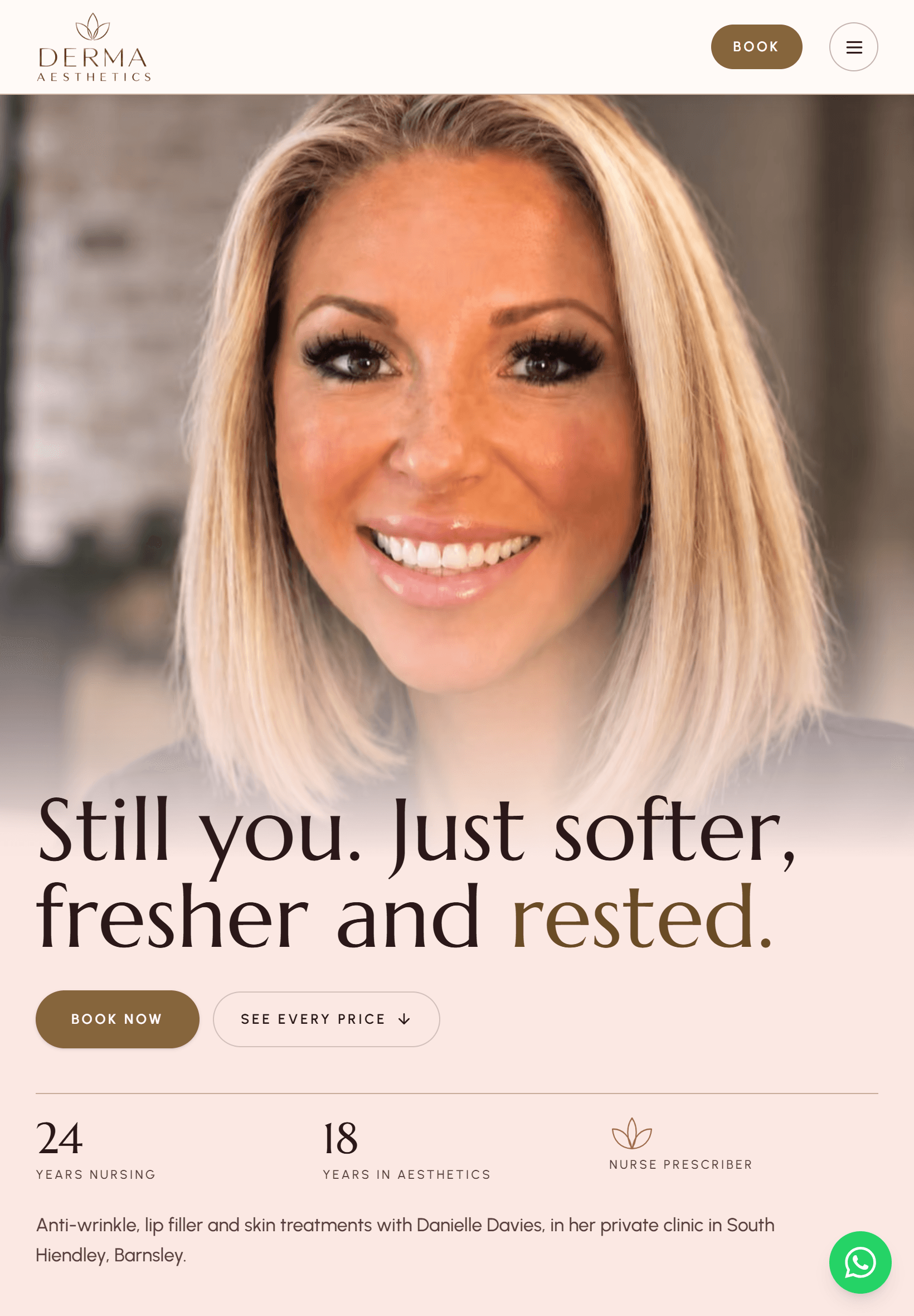 Derma Aesthetics, tablet view