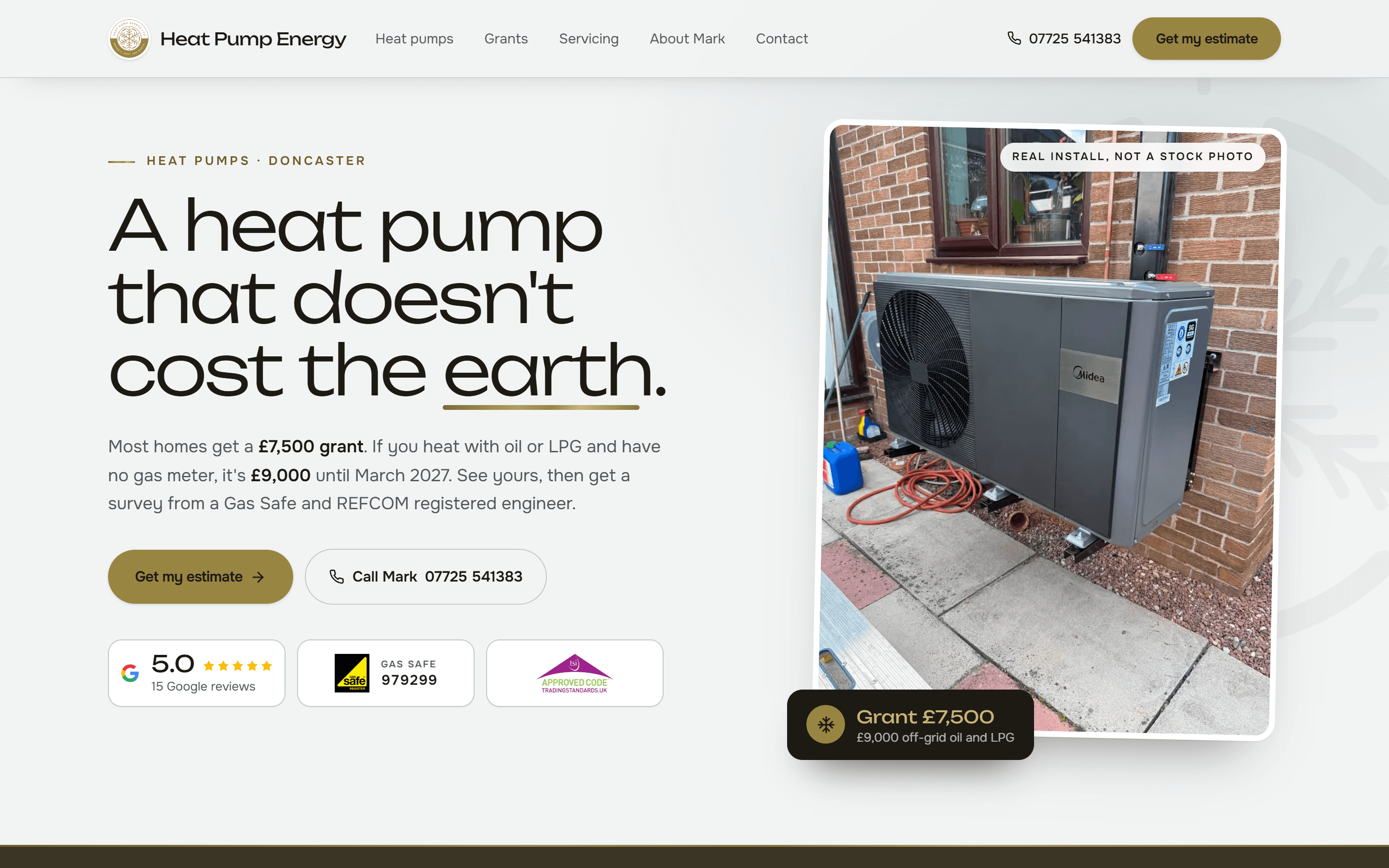 Heat Pump Energy, desktop view