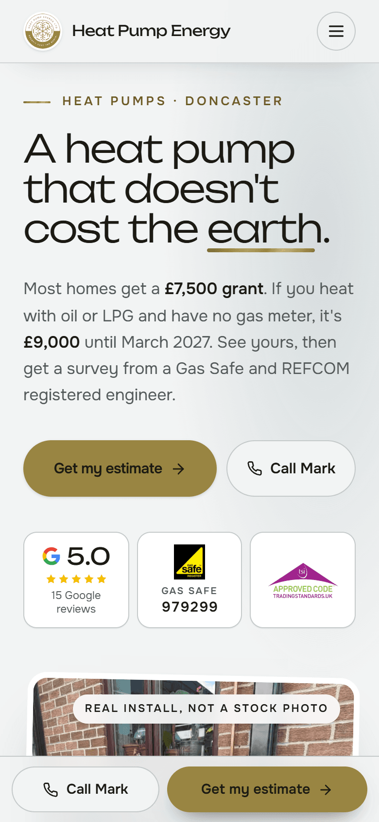 Heat Pump Energy, mobile view