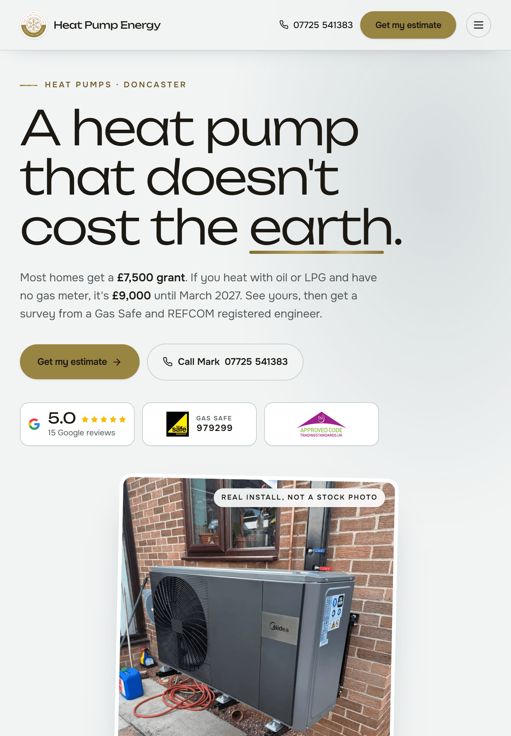 Heat Pump Energy, tablet view