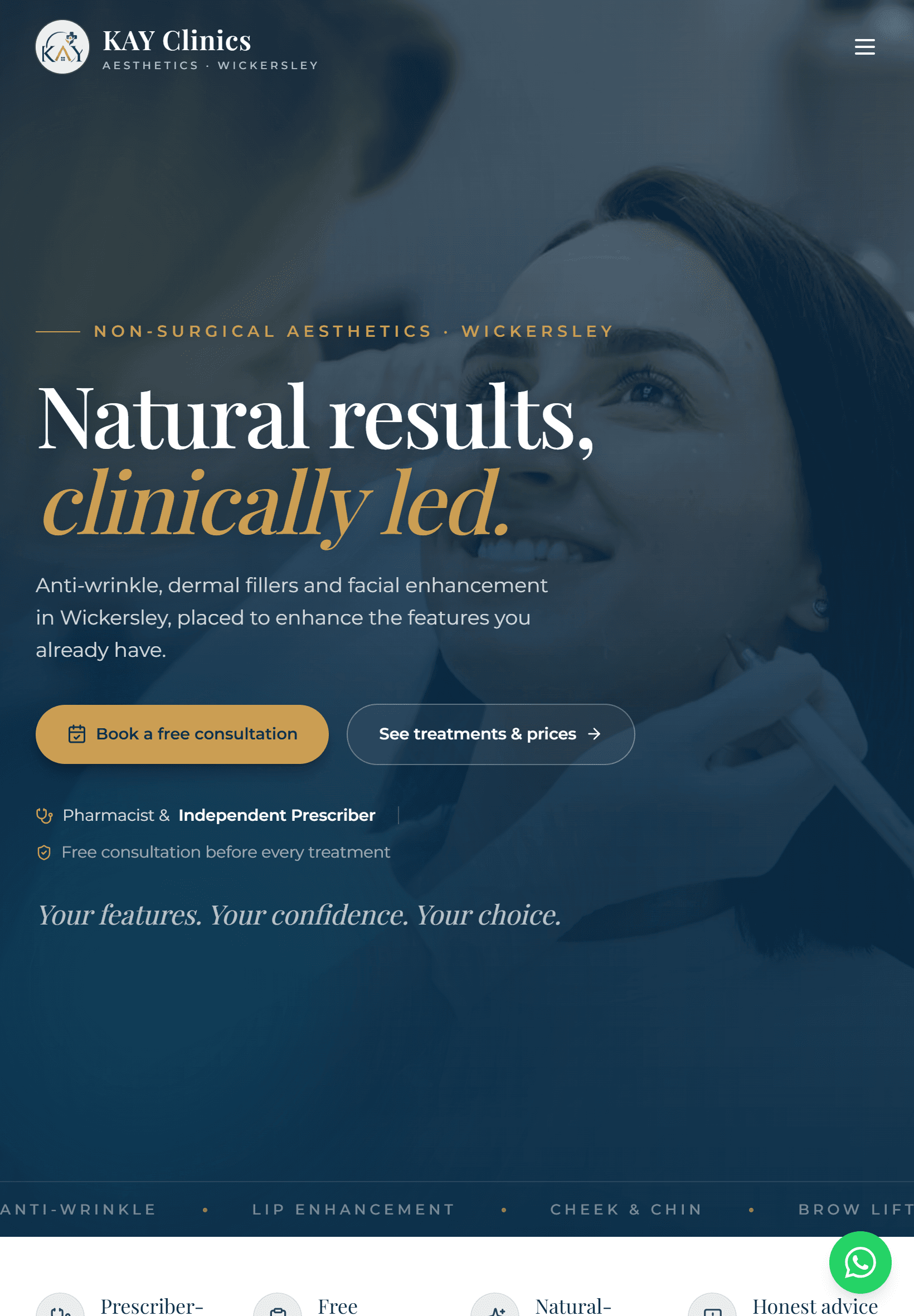 KAY Clinics, tablet view