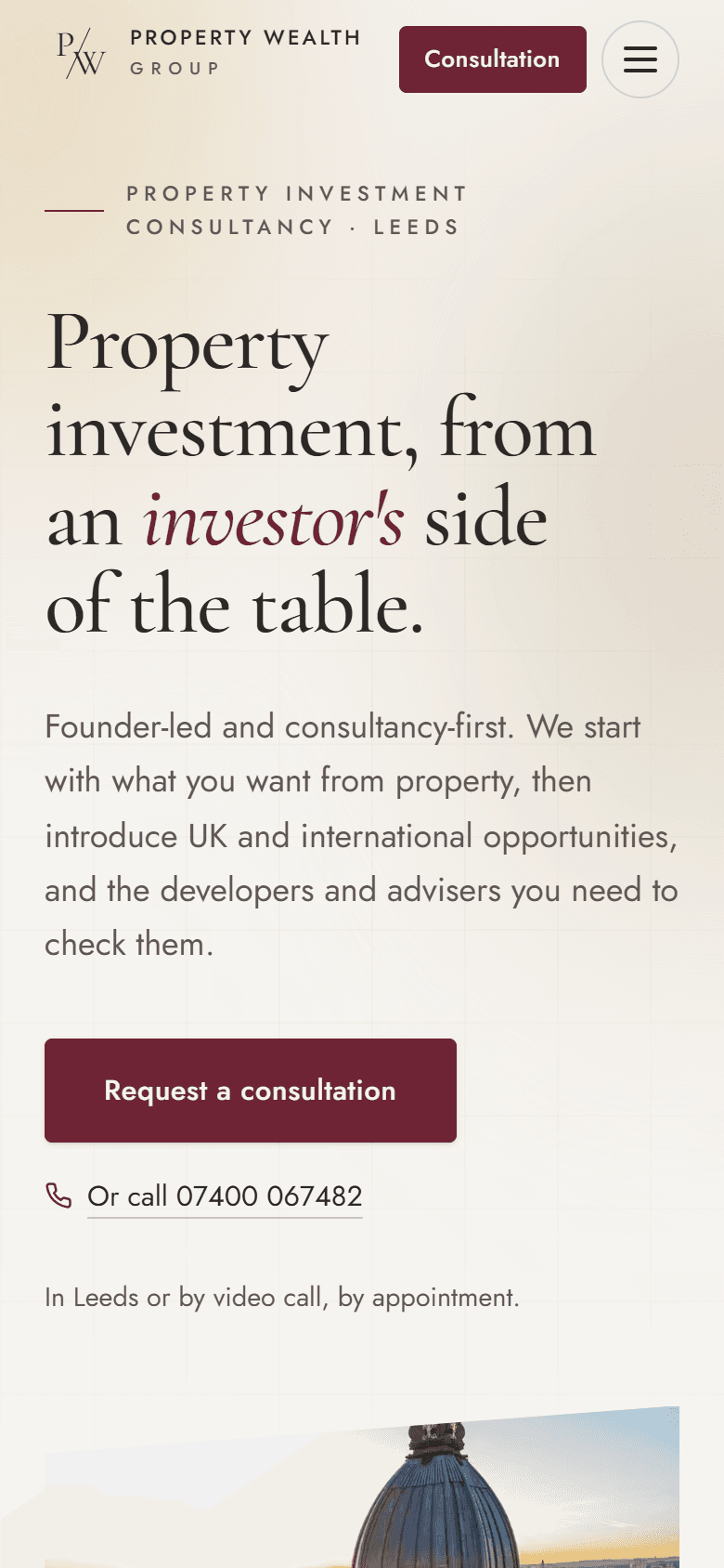 Property Wealth Group, mobile view