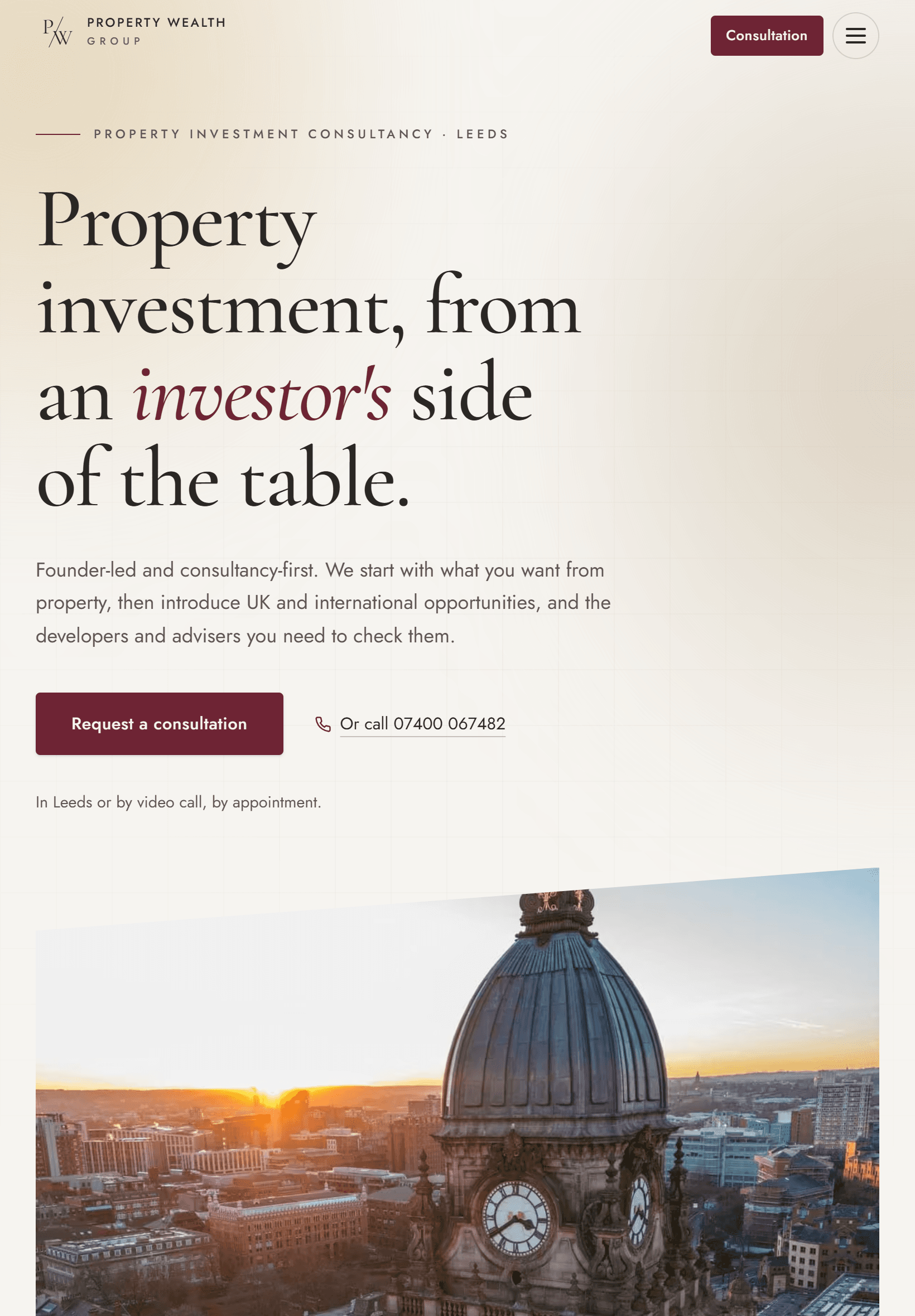 Property Wealth Group, tablet view