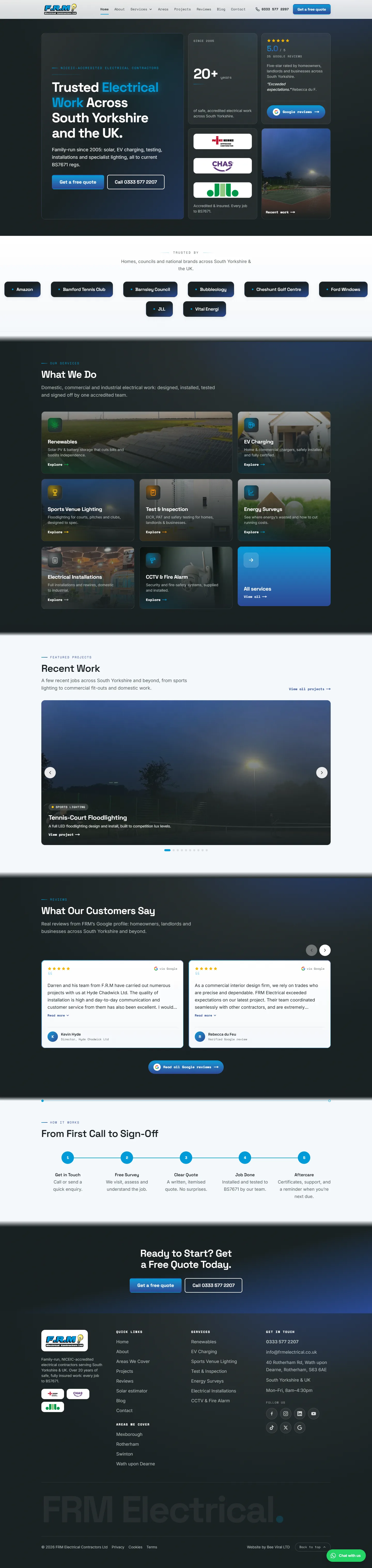 FRM Electrical website, home page