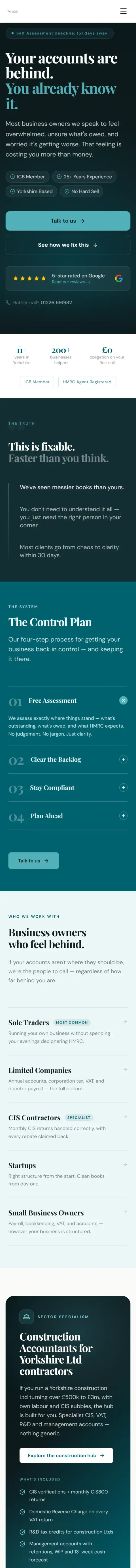 Dearne Accountancy website on a phone