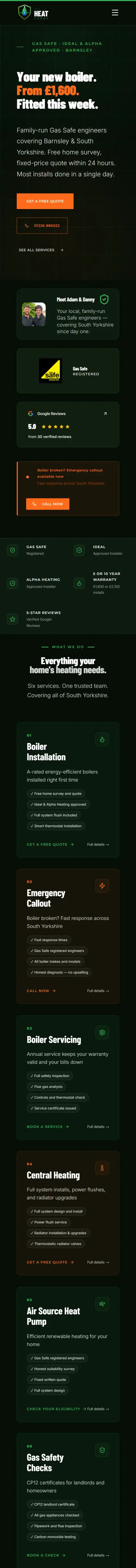 Eco Heat Surge website on a phone