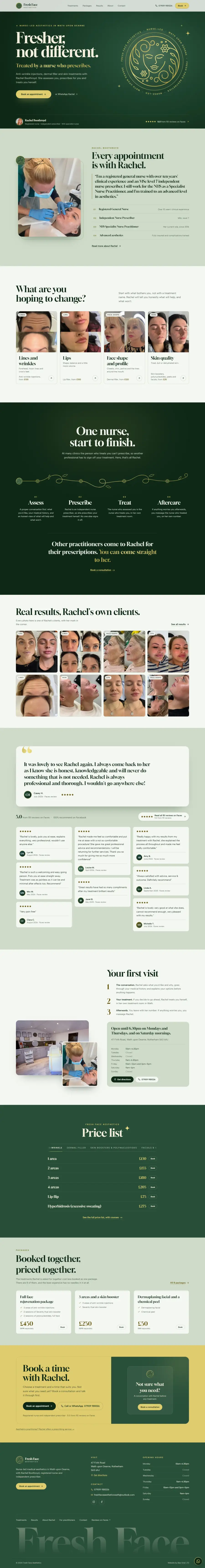 Fresh Face Aesthetics website