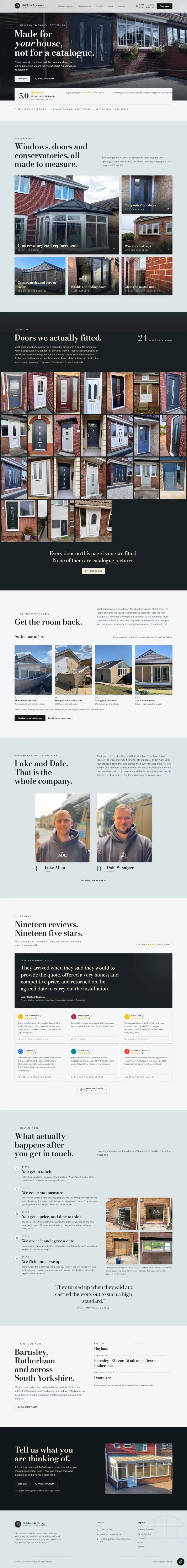 L&D Bespoke Glazing website